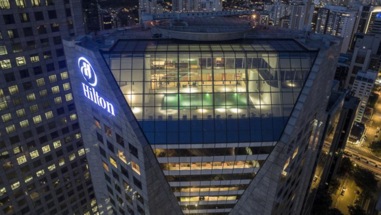 Visão de cima do hotel Hilton Morumbi em São Paulo